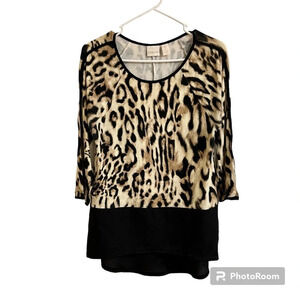 Chico's Leopard Chic Women’s Size 0 (S/4) 3/4 Sleeve Tunic Top Animal Print
